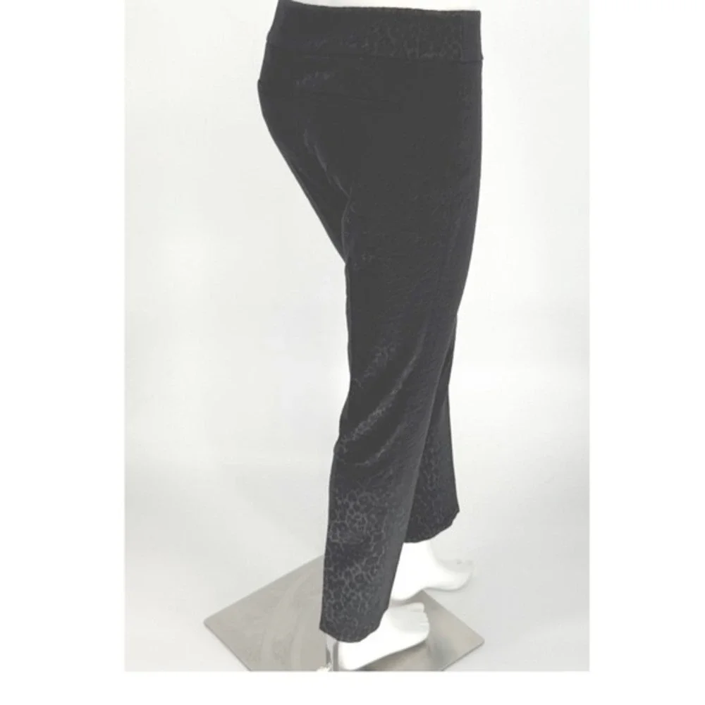LOFT Marisa Black‎ Leopard Jacquard Slim Dress Pants 8 Party Chic Classic 92-02